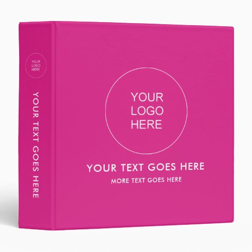 Wow Pink Binder Upload Your Logo Add Text Trendy