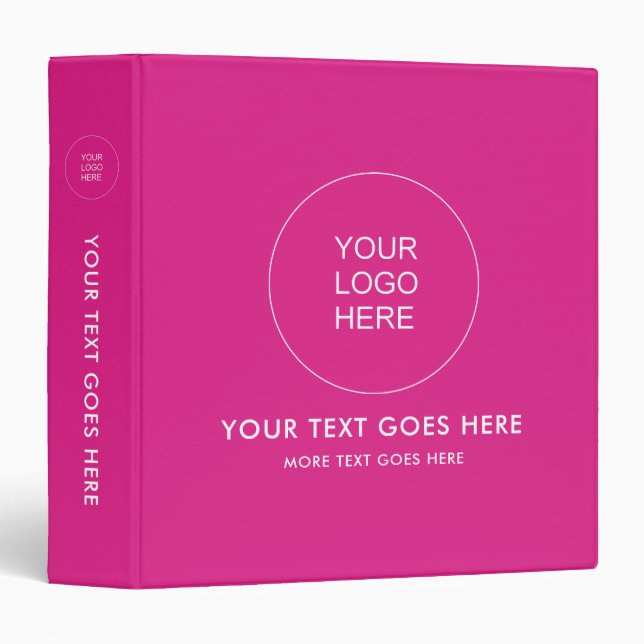 Wow Pink Binder Upload Your Logo Add Text Trendy (Front/Spine)