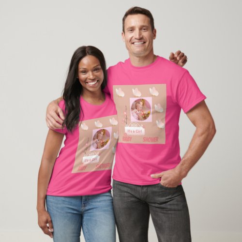 Wow Pink Color Baby Shower Welcoming Baby T_Shirt