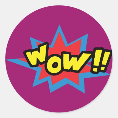 Wow Pop Art Classic Round Sticker