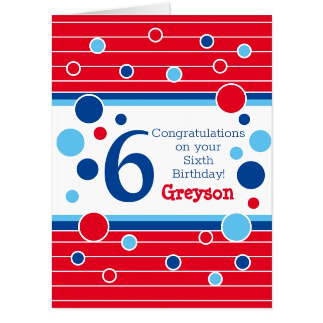 Wow! Sixth Birthday Personalized huge card (Front)