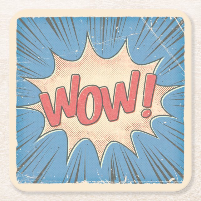 Wow! Square Paper Coaster (Front)