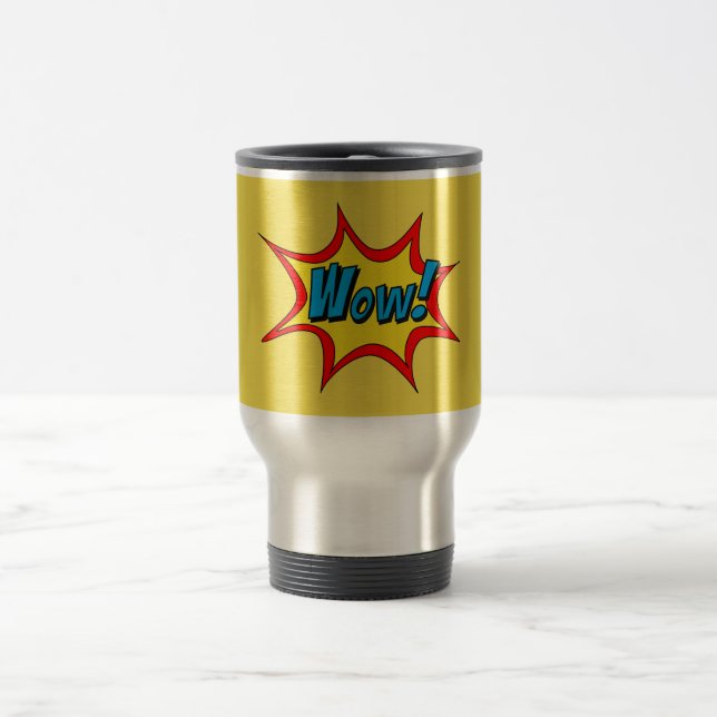 Wow Superhero word bubble Travel Mug (Center)