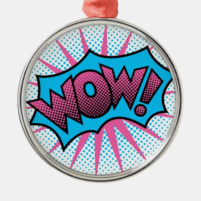 Wow Text Design Metal Ornament (Front)