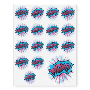 Wow Text Design Temporary Tattoos