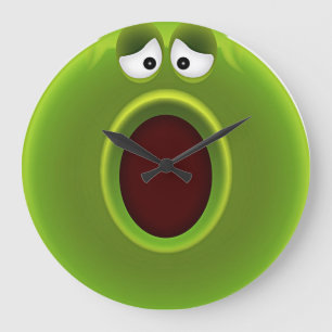 Wow! Time Flies! Cute Cartoon "WOW!" Frog Large Clock