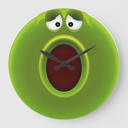 Wow Time Flies Cute Cartoon WOW Frog Large Clock