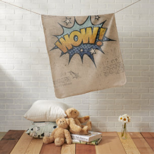 WOW! Vintage Comic Book Steampunk Pop Art Baby Blanket