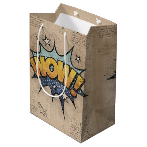 WOW Vintage Comic Book Steampunk Pop Art Medium Gift Bag