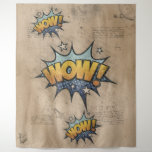 WOW! Vintage Comic Book Steampunk Pop Art Tapestry<br><div class="desc">WOW! Geeky Comic Books and 90s Grunge, All Grown Up! Fun modern twist on the timeless onomatopoeia with the shabby chic steampunk flare in superhero speech bubbles on a grunge background. This vintage abstract design features a gorgeous palette that adds perfect pop of color. For customizations or other colors, please...</div>