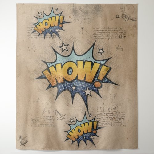 WOW Vintage Comic Book Steampunk Pop Art Tapestry