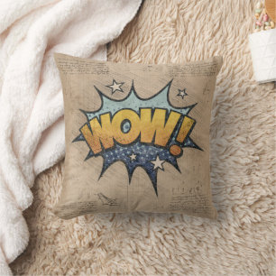 WOW! Vintage Comic Book Steampunk Pop Art Throw Pillow