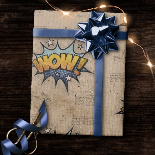 WOW Vintage Comic Book Steampunk Pop Art Wrapping Paper