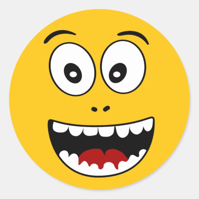 Wow Yellow Emoji Classic Round Sticker (Front)