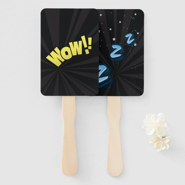 wow zzzz hand fan (Front and Back)