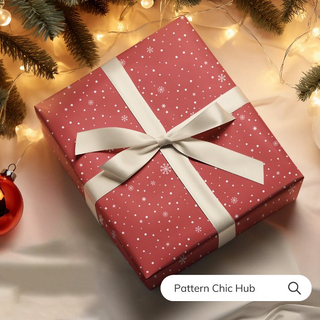 WP06 Snowflake Christmas Red Modern Elegant Wrapping Paper (Creator Uploaded)