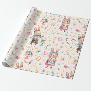 WP Name, Boy Girl Easter Bunny Cakes Eggs Wrapping Paper