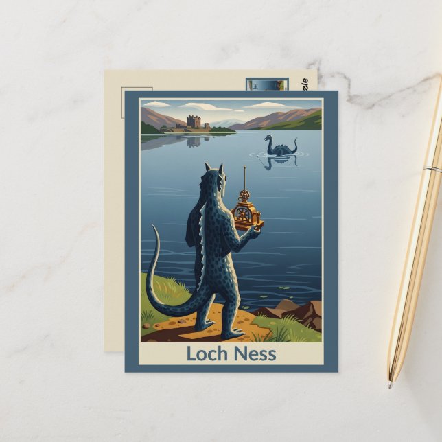 WPA Loch Ness Monster Funny Postcard (Front/Back In Situ)