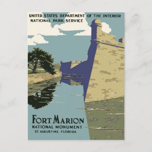 WPA Vintage Travel Poster Fort Marion Florida Postcard