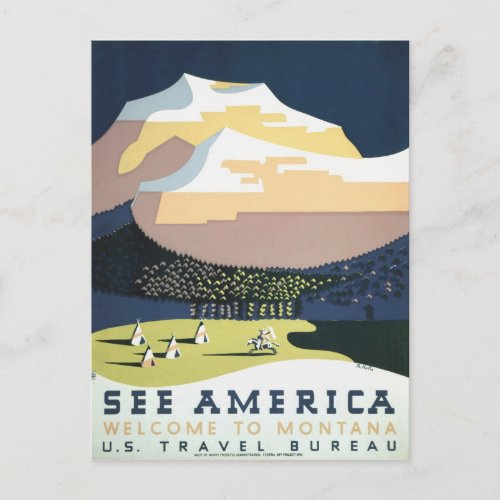 WPA Vintage Travel Poster Montana See America Postcard