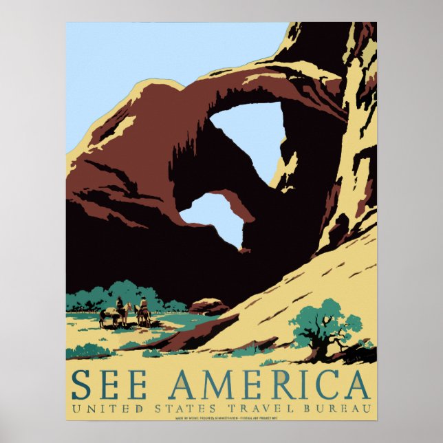 WPA Vintage Travel Poster See America Arches (Front)