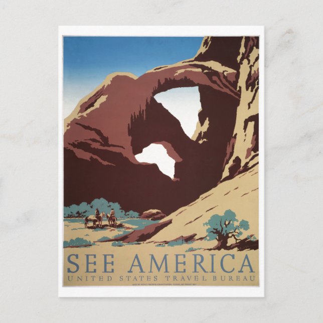 WPA Vintage Travel Poster See America Arches Postcard (Front)
