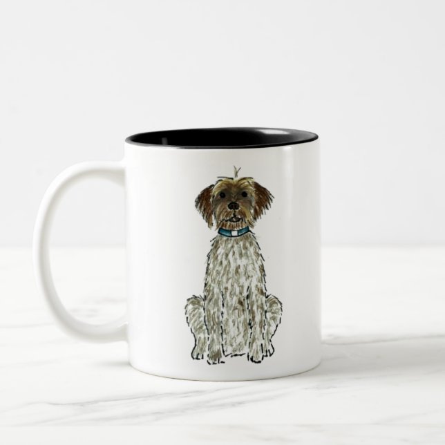 WPG Wirehaired Pointing Griffon Dog Two-Tone Coffee Mug (Left)