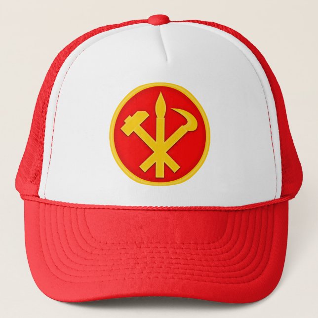 WPK Workers Party of Korea DPRK North Korea Emblem Trucker Hat (Front)