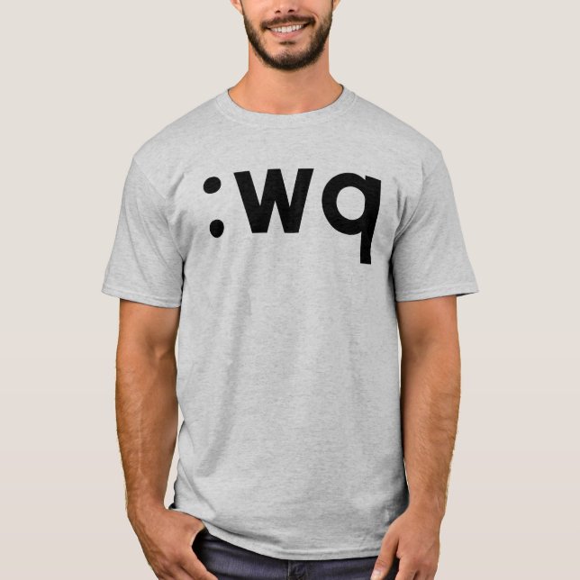 :wq - Black Text for Vi/Vim Users T-Shirt (Front)