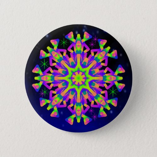 WQ Kaleidoscope Intricate Jewel Look Pinback Button
