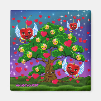 WQ MAGNET: Happy Valentines Cherry Cupids Magnet