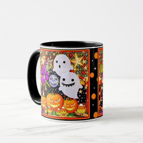 WQ MUG CUP Halloween Witch and Ghosts