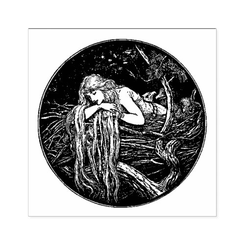 WQ RUBBER STAMP Long Hair Maiden
