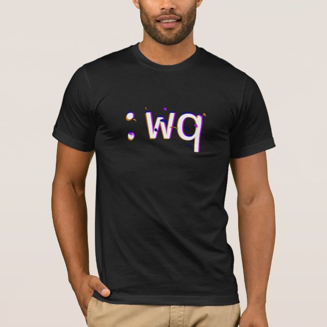 wq Save and Quit Funny Programmer T-Shirt (Front)