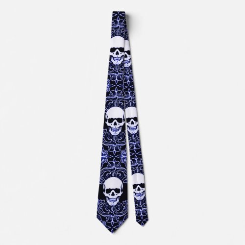 Wraithe Gentlemens Blue Reaper Gothic Silk Tie