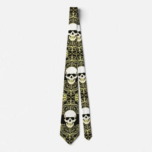 Wraithe Gentlemens Gold Reaper Gothic Silk Tie