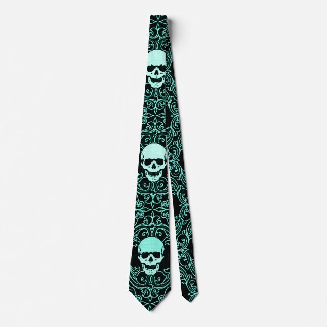 Wraithe Vintage Gothic Reaper Skulls Gentleman's Tie (Front)