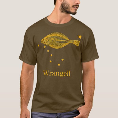 Wrangell Alaska State Flag Halibut Fishing  T_Shirt