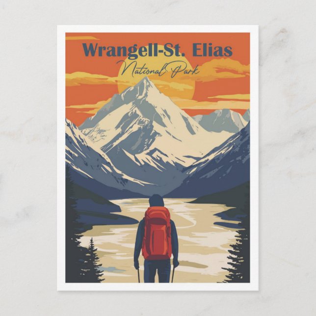 Wrangell St Elias Alaska Artwork Travel Place Postcard (Front)