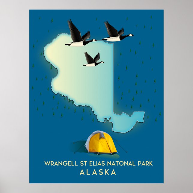 wrangell st elias Alaska Map Poster (Front)