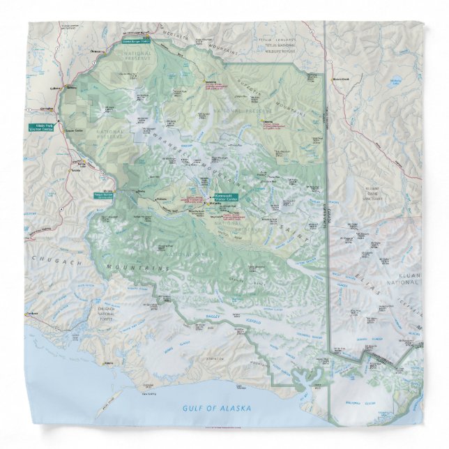 Wrangell-St. Elias map bandana (Front)