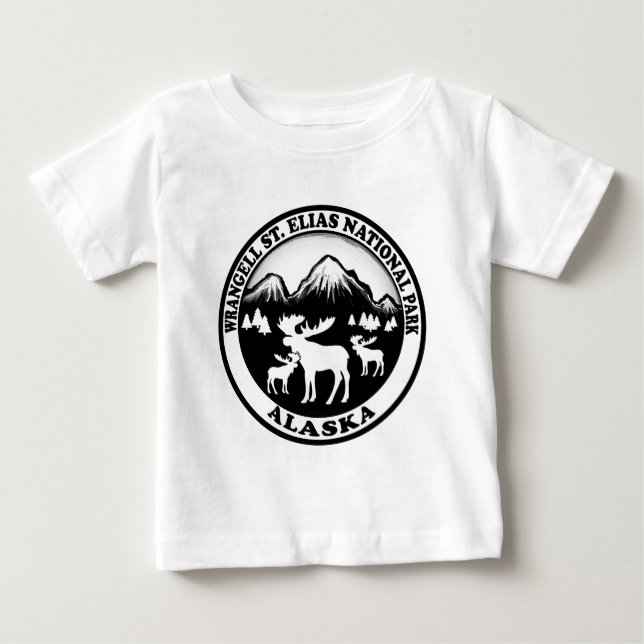 Wrangell St. Elias Nat Park Alaska moose circle Baby T-Shirt (Front)