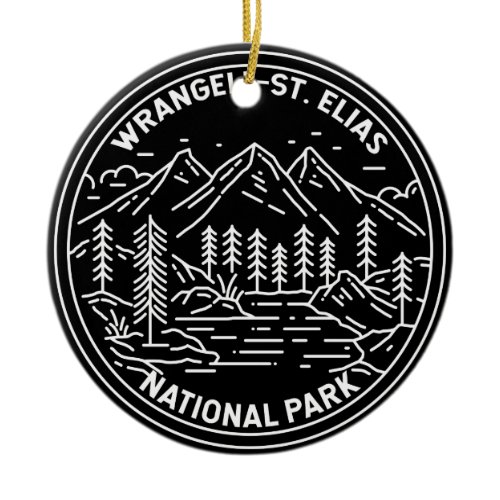 Wrangell St Elias National Park Alaska Monoline Ceramic Ornament