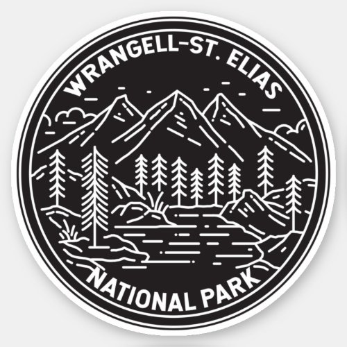 Wrangell St Elias National Park Alaska Monoline Sticker