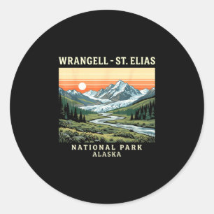 Wrangell-st elias national park alaska vintage classic round sticker
