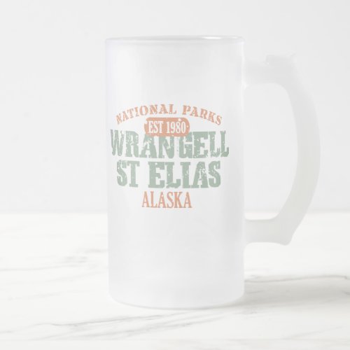 Wrangell St Elias National Park Frosted Glass Beer Mug