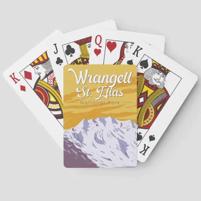 Wrangell St. Elias National Park Illustration Art Poker Cards (Back)