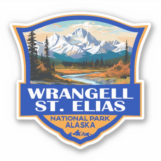 Wrangell St. Elias National Park Illustration Art Sticker (Front)