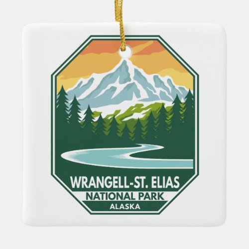 Wrangell St Elias National Park Minimal Retro Ceramic Ornament