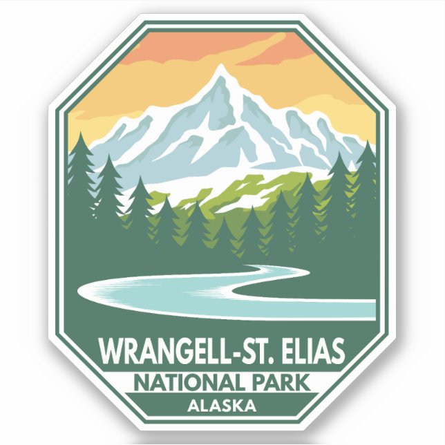 Wrangell St Elias National Park Minimal Retro Sticker (Front)